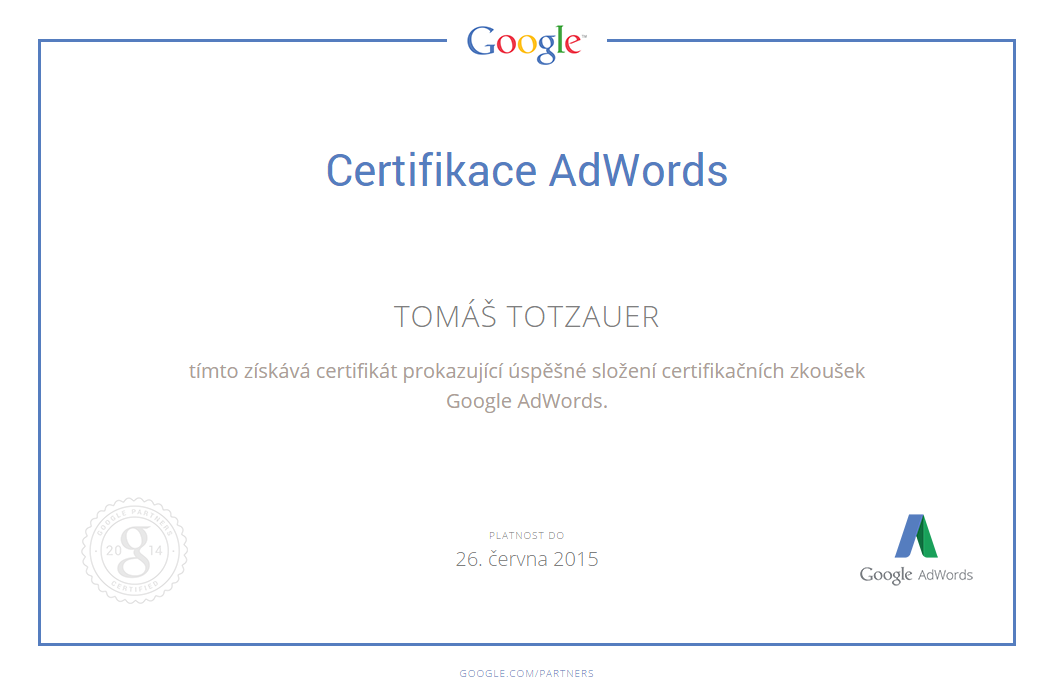 Google Adwords certifikace